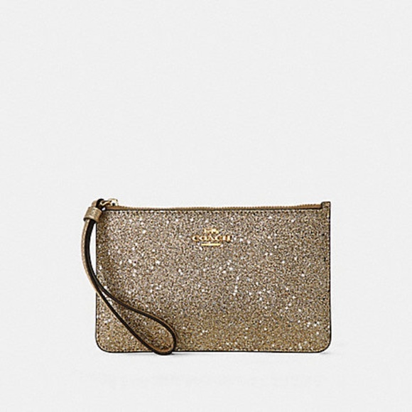 gold glitter wristlet